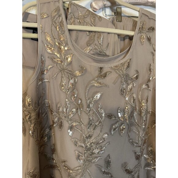R & M Richards 18 Party Pant Suit Top Suit Jacket Champagne Sequin NEW $239 - Picture 6 of 11